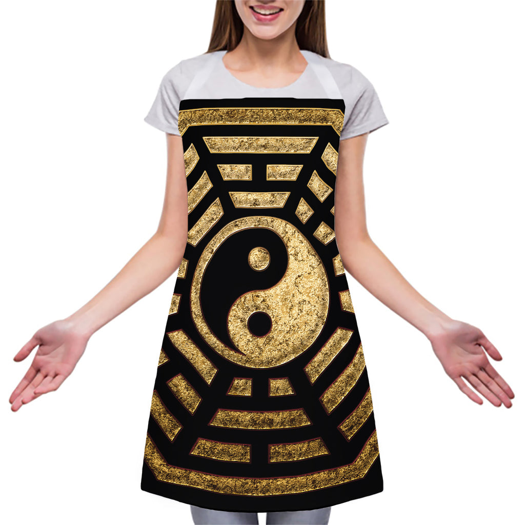 Gold Bagua Yin Yang Print Adjustable Apron