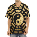 Gold Bagua Yin Yang Print Aloha Shirt