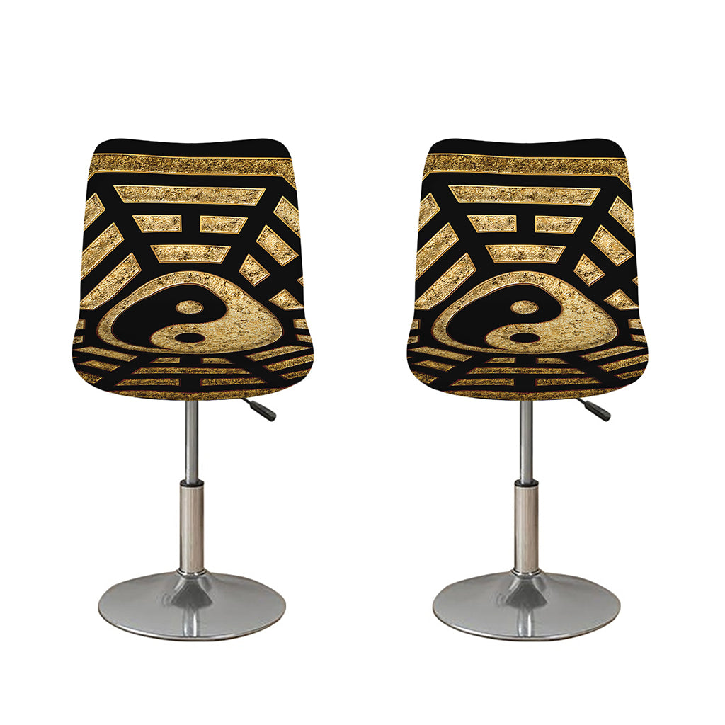 Gold Bagua Yin Yang Print Bar Stool Covers