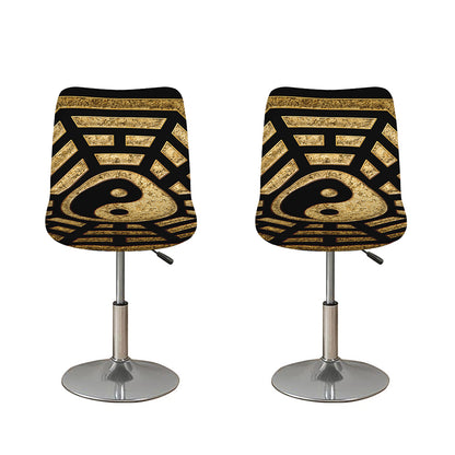 Gold Bagua Yin Yang Print Bar Stool Covers