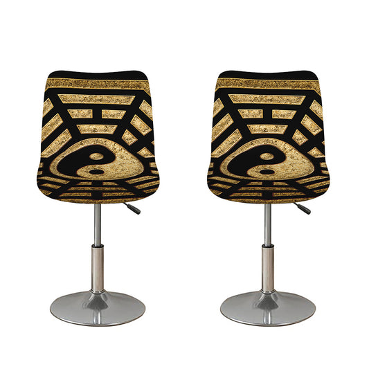 Gold Bagua Yin Yang Print Bar Stool Covers
