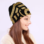 Gold Bagua Yin Yang Print Beanie