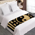 Gold Bagua Yin Yang Print Bed Runner