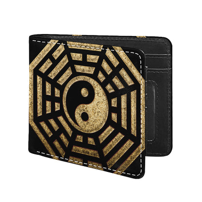 Gold Bagua Yin Yang Print Bifold Wallet