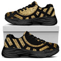 Gold Bagua Yin Yang Print Black Chunky Shoes
