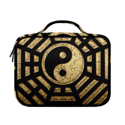 Gold Bagua Yin Yang Print Briefcase Bible Bag