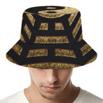 Gold Bagua Yin Yang Print Bucket Hat