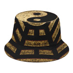 Gold Bagua Yin Yang Print Bucket Hat