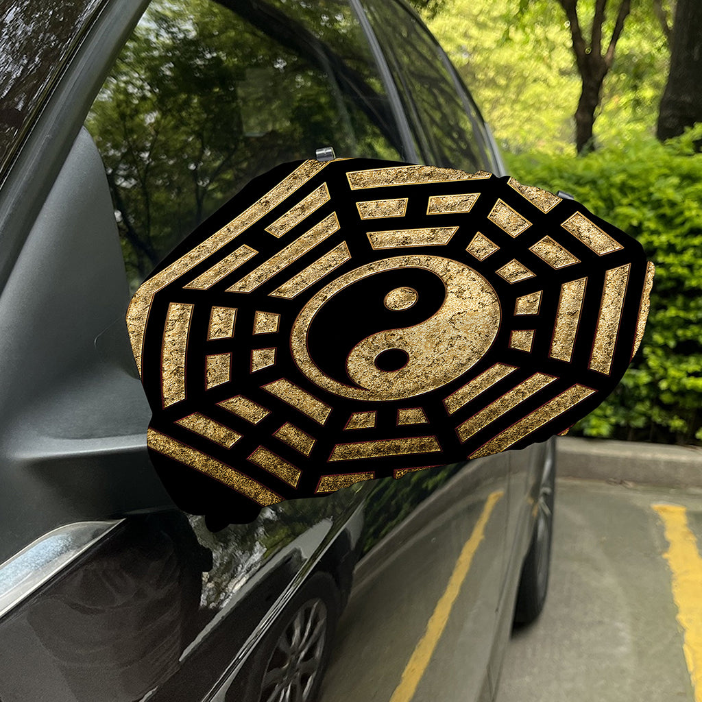 Gold Bagua Yin Yang Print Car Side Mirror Covers