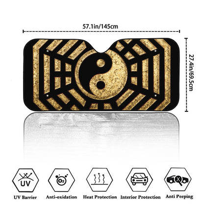 Gold Bagua Yin Yang Print Car Windshield Sun Shade