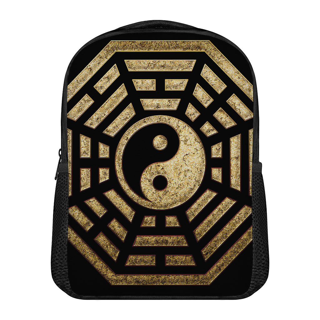 Gold Bagua Yin Yang Print Casual Backpack