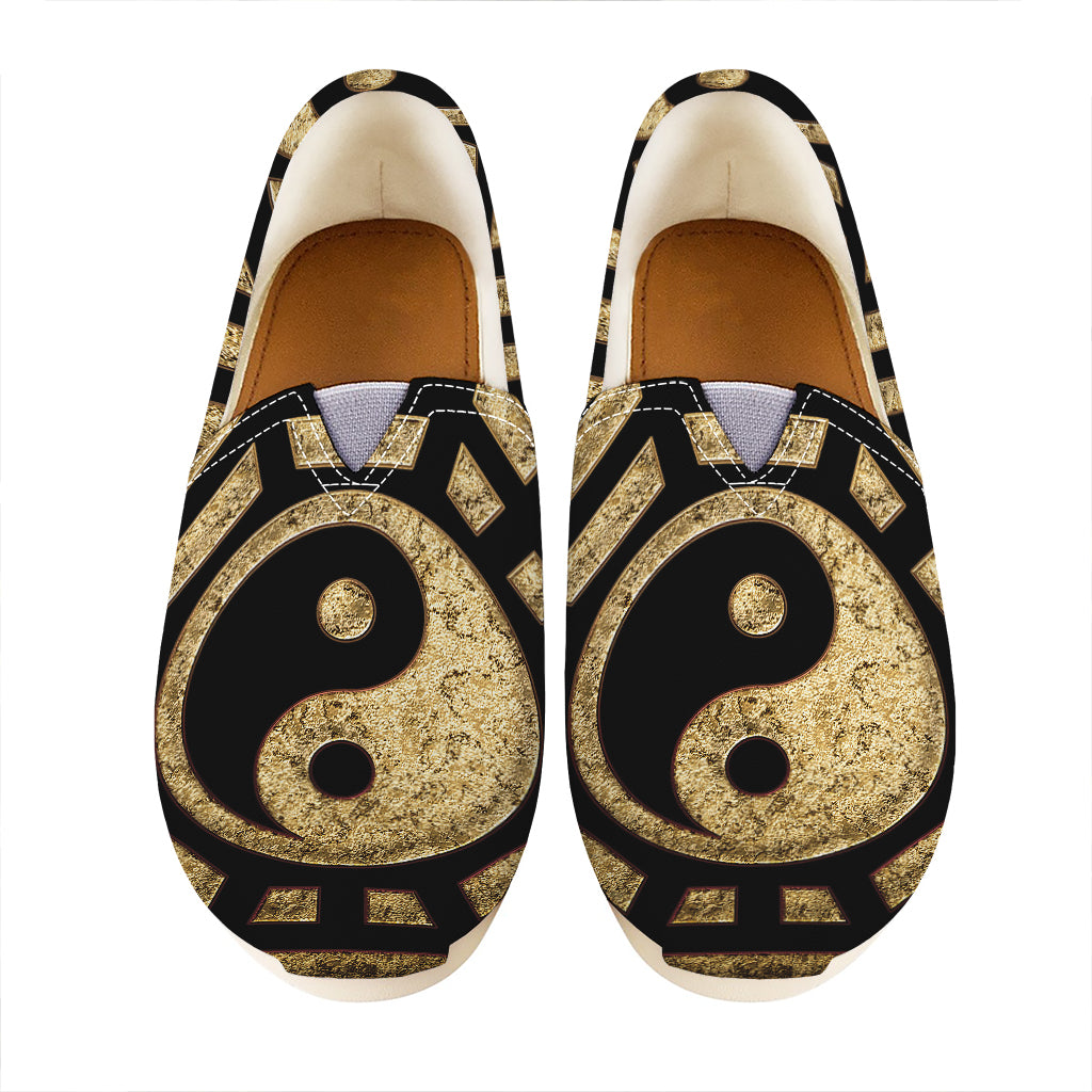 Gold Bagua Yin Yang Print Casual Shoes
