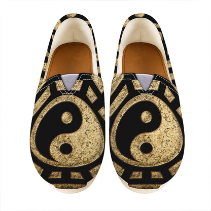 Gold Bagua Yin Yang Print Casual Shoes