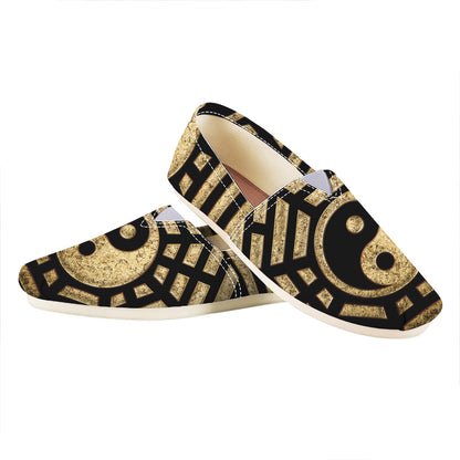 Gold Bagua Yin Yang Print Casual Shoes
