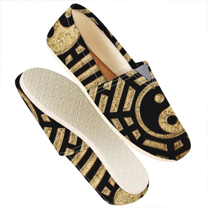 Gold Bagua Yin Yang Print Casual Shoes