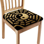 Gold Bagua Yin Yang Print Chair Cushion Cover
