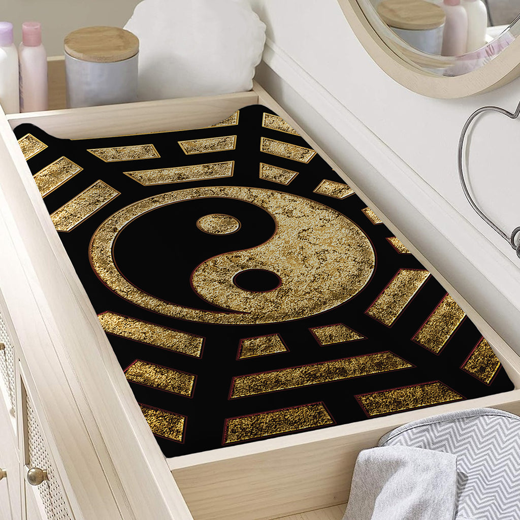 Gold Bagua Yin Yang Print Changing Pad Cover