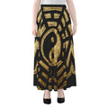 Gold Bagua Yin Yang Print Chiffon Maxi Skirt