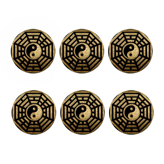 Gold Bagua Yin Yang Print Coaster Set