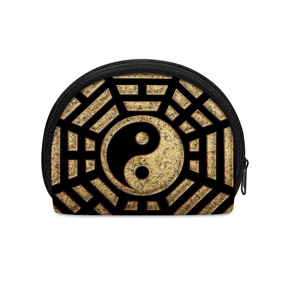 Gold Bagua Yin Yang Print Coin Purse