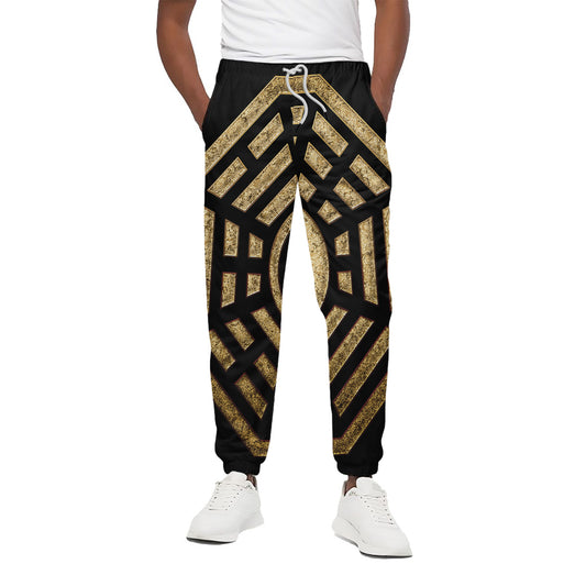 Gold Bagua Yin Yang Print Cotton Pants