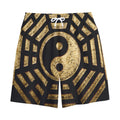 Gold Bagua Yin Yang Print Cotton Shorts
