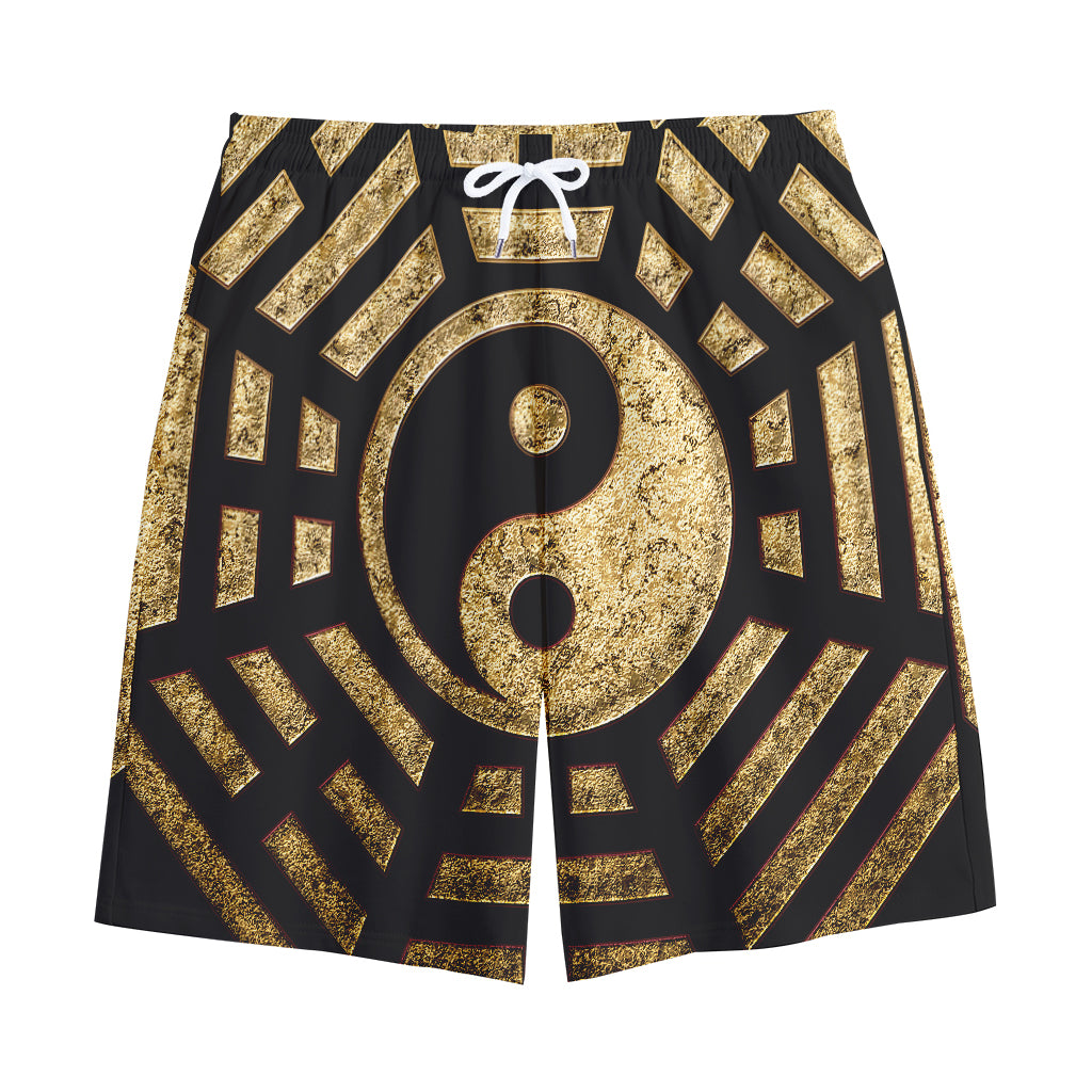 Gold Bagua Yin Yang Print Cotton Shorts
