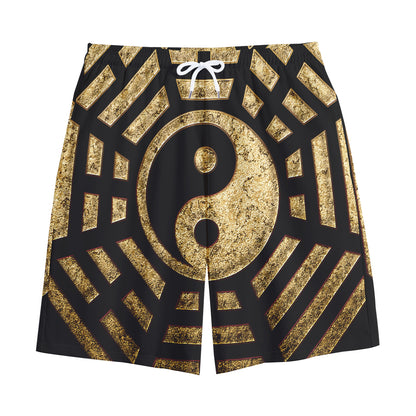 Gold Bagua Yin Yang Print Cotton Shorts