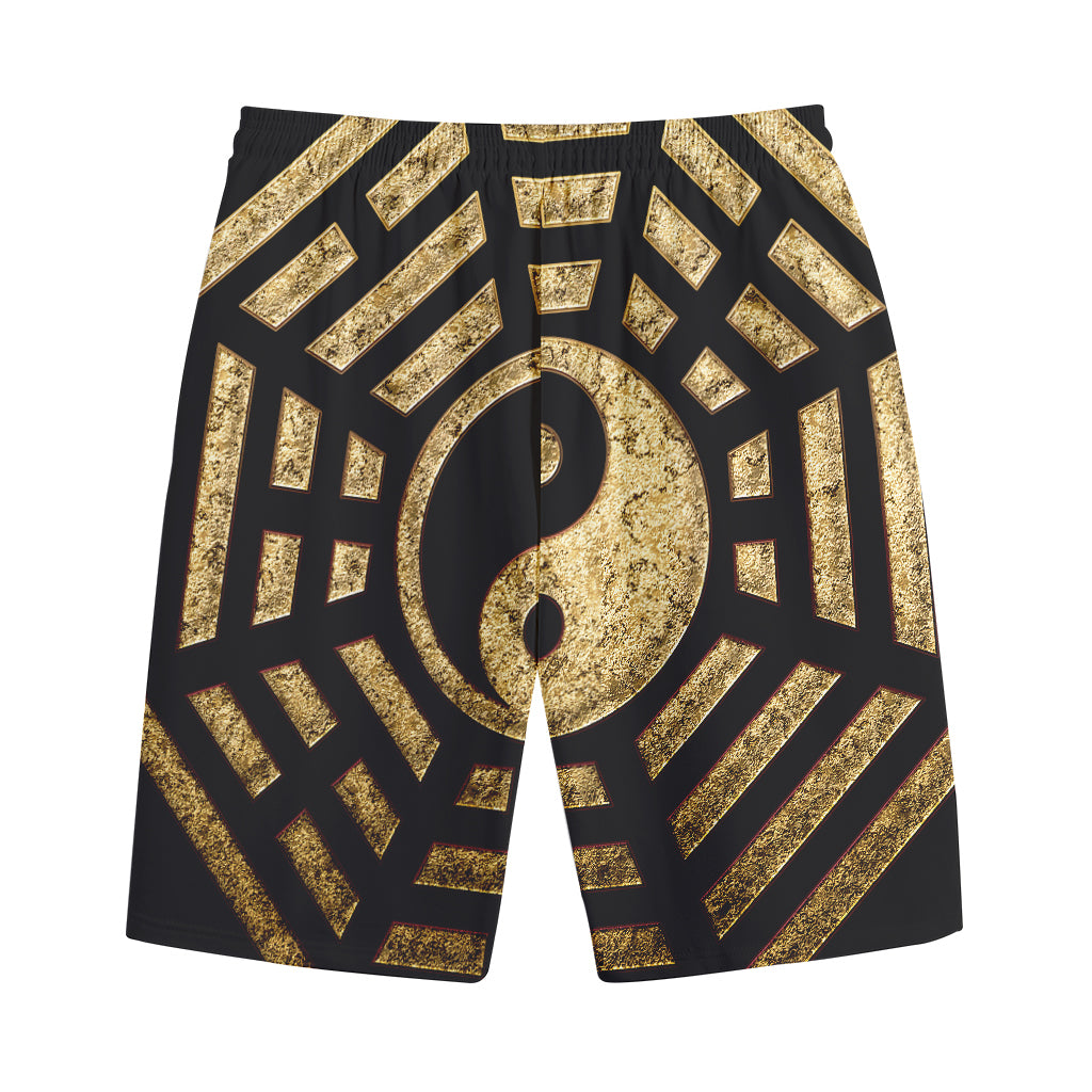 Gold Bagua Yin Yang Print Cotton Shorts