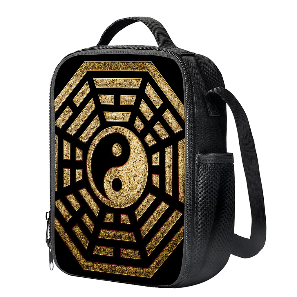 Gold Bagua Yin Yang Print Crossbody Lunch Bag