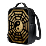 Gold Bagua Yin Yang Print Crossbody Lunch Bag