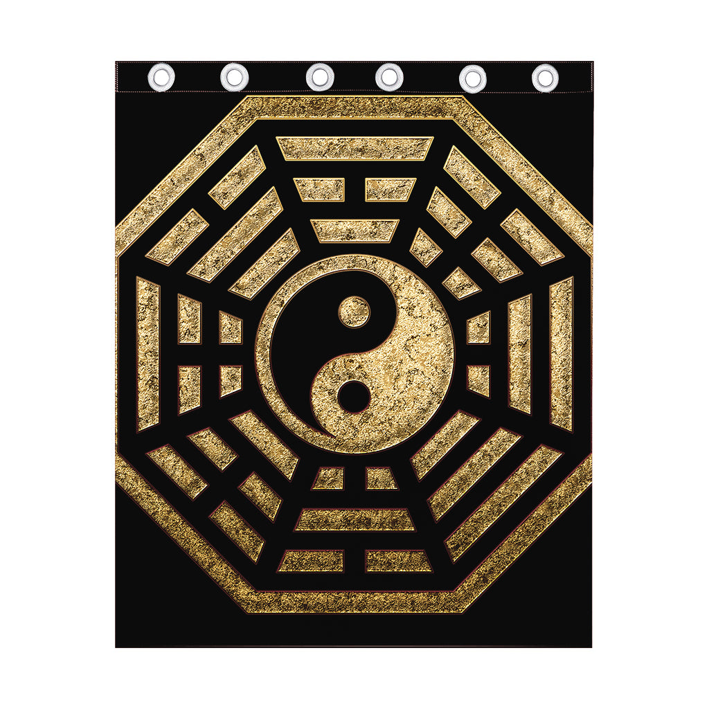 Gold Bagua Yin Yang Print Curtain