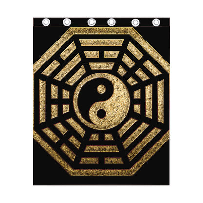 Gold Bagua Yin Yang Print Curtain
