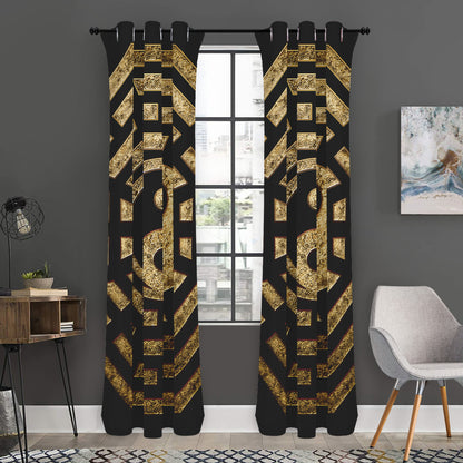 Gold Bagua Yin Yang Print Curtain