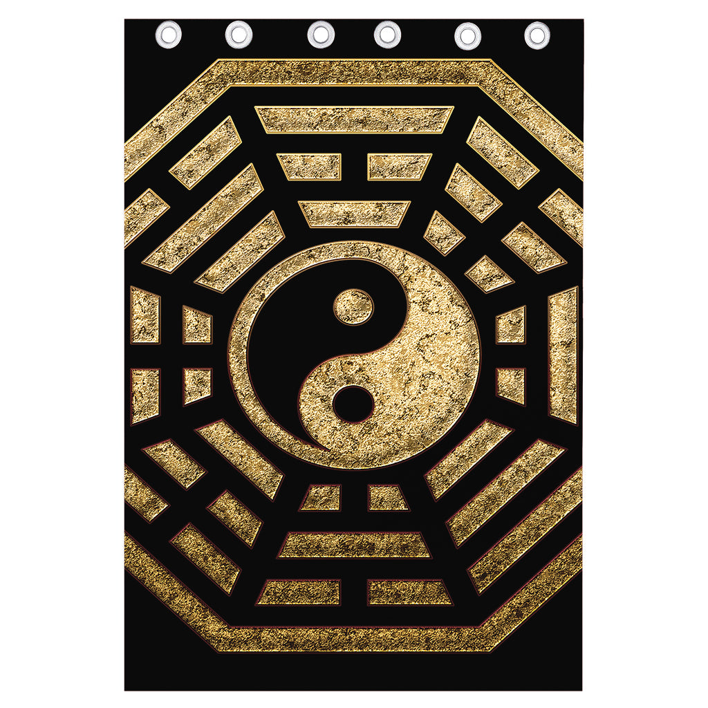 Gold Bagua Yin Yang Print Curtain