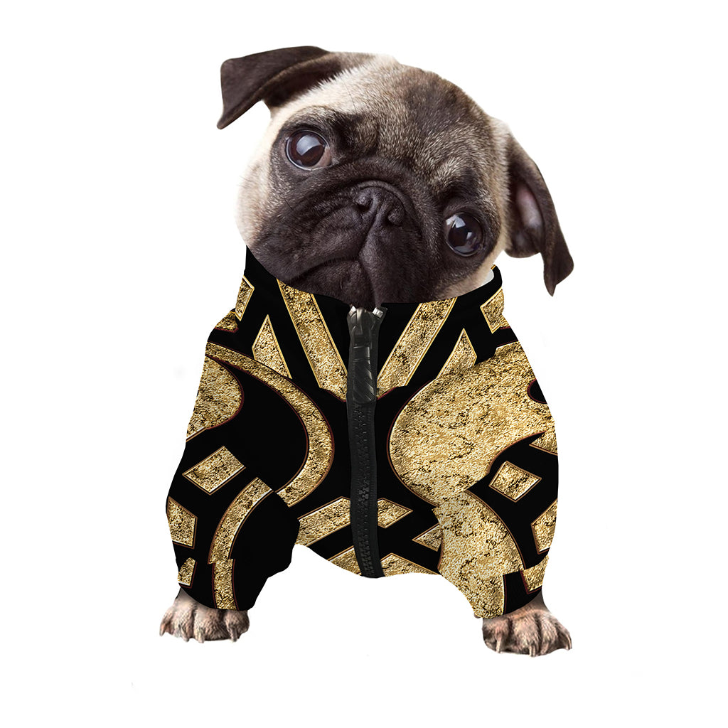 Gold Bagua Yin Yang Print Dog Zip Up Jacket