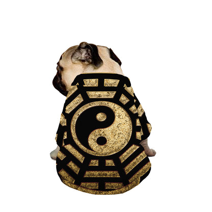 Gold Bagua Yin Yang Print Dog Zip Up Jacket