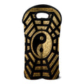Gold Bagua Yin Yang Print Double Neoprene Wine Tote