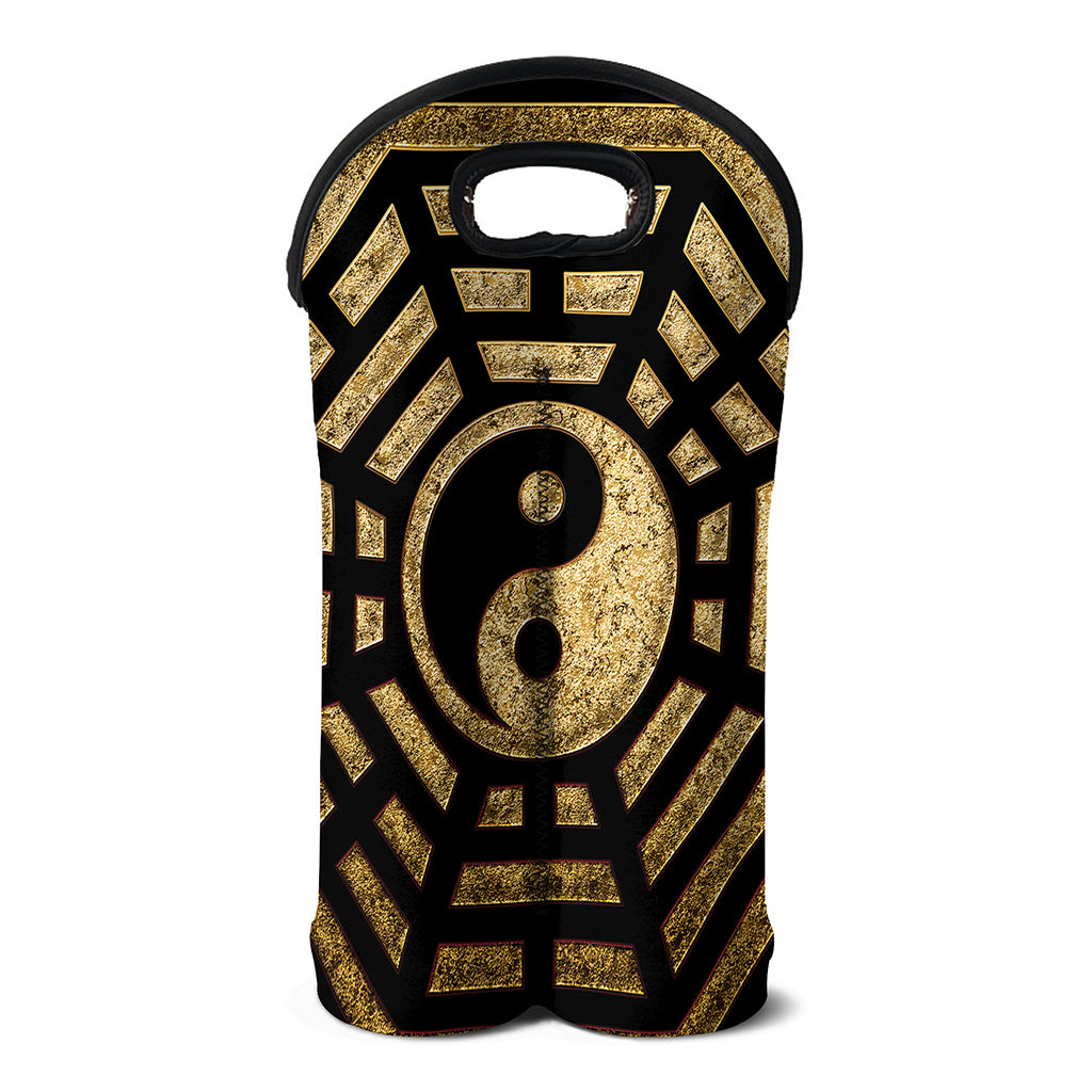 Gold Bagua Yin Yang Print Double Neoprene Wine Tote