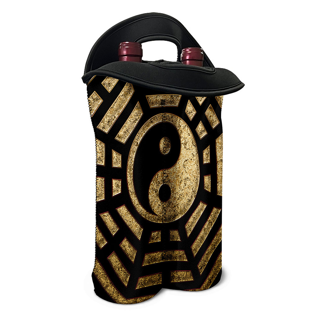 Gold Bagua Yin Yang Print Double Neoprene Wine Tote