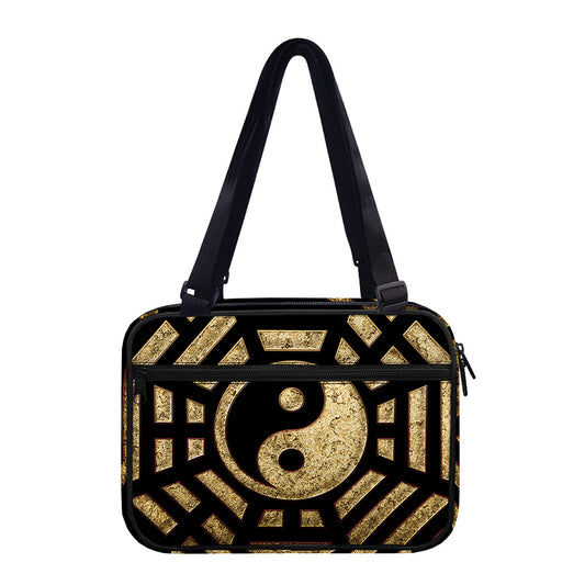 Gold Bagua Yin Yang Print Double Strap Bible Bag