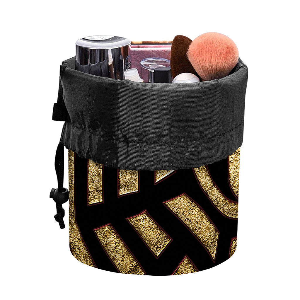 Gold Bagua Yin Yang Print Drawstring Makeup Bag