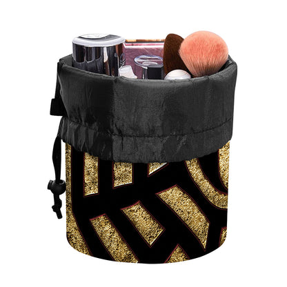 Gold Bagua Yin Yang Print Drawstring Makeup Bag