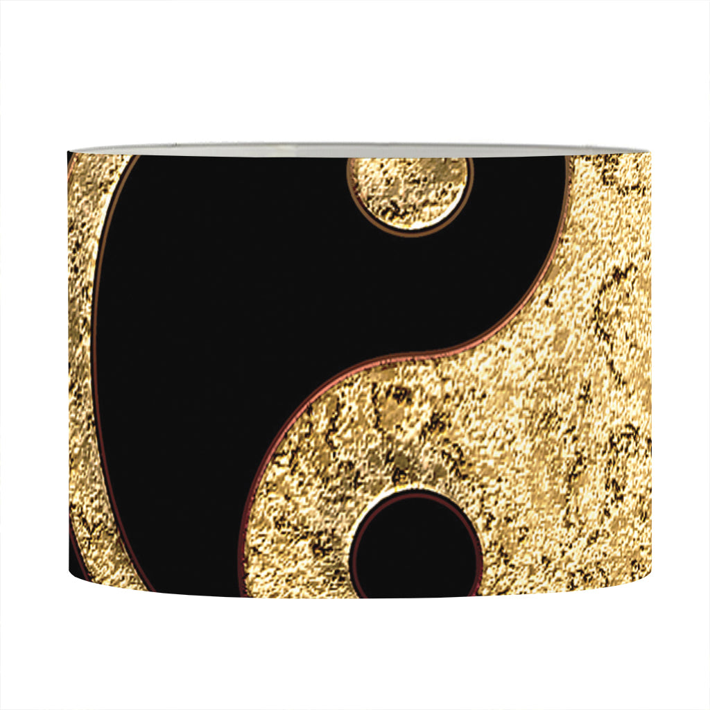 Gold Bagua Yin Yang Print Drum Lamp Shade