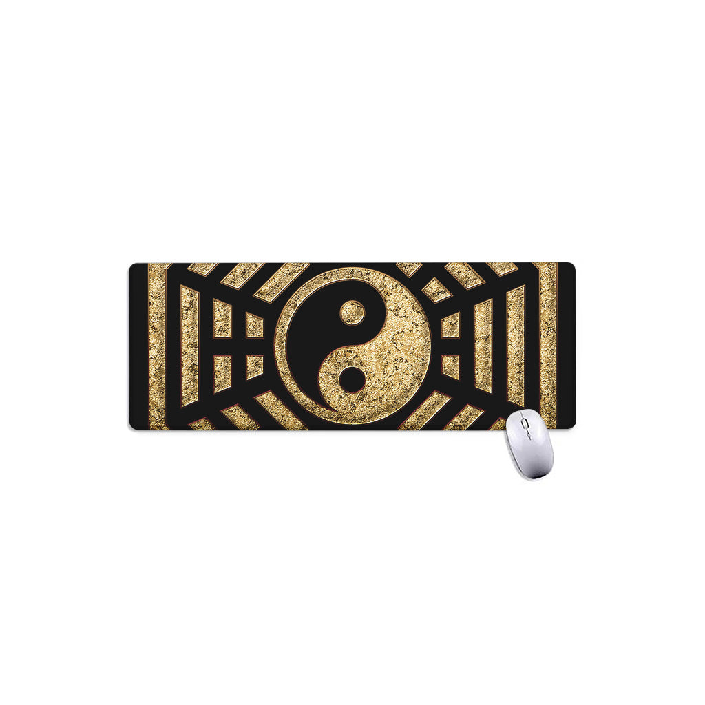 Gold Bagua Yin Yang Print Extended Mouse Pad