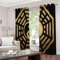 Gold Bagua Yin Yang Print Extra Wide Grommet Curtains