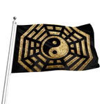 Gold Bagua Yin Yang Print Flag