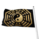 Gold Bagua Yin Yang Print Flag