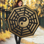 Gold Bagua Yin Yang Print Foldable Umbrella