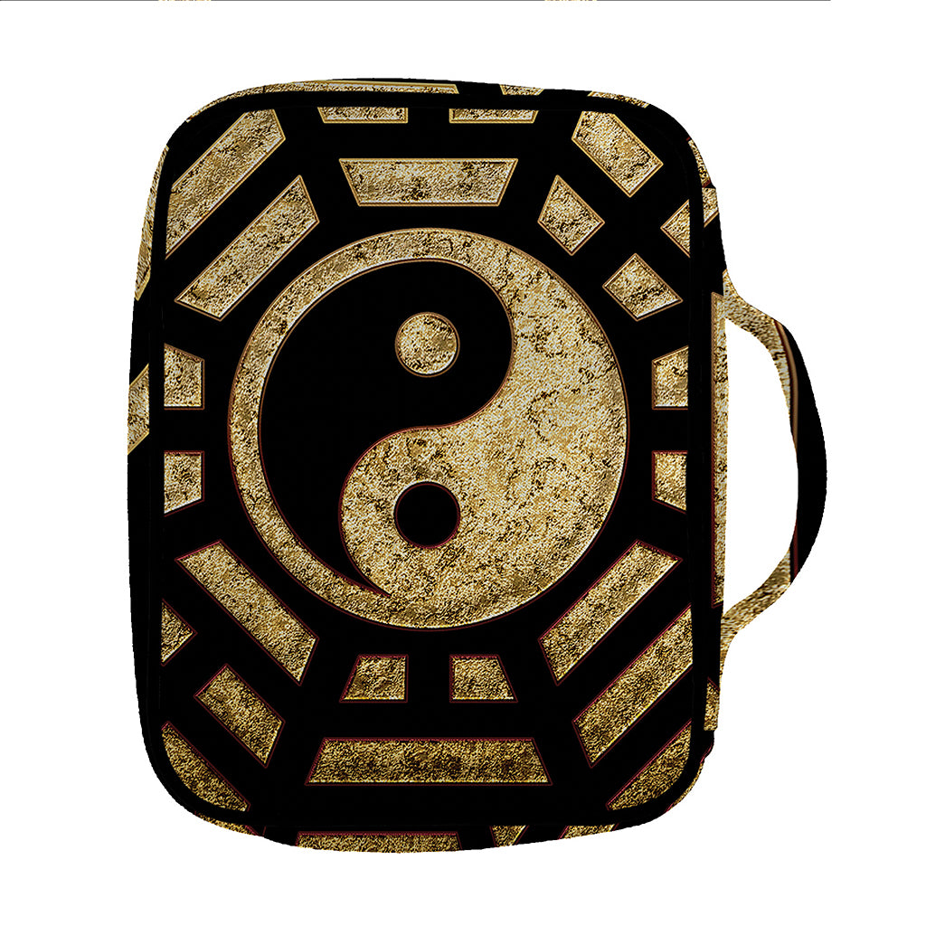 Gold Bagua Yin Yang Print Front Pocket Bible Bag